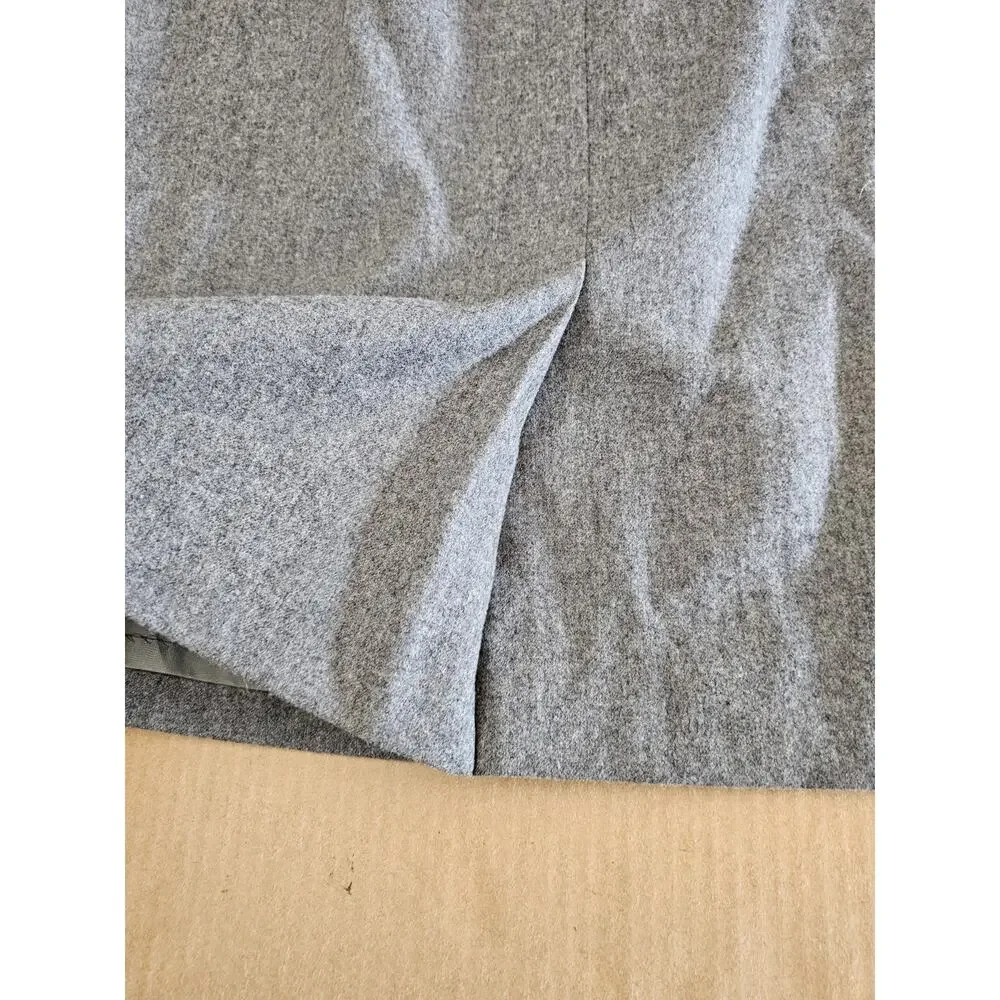 Vintage PENDLETON Size 14 Gray Herringbone Pleated Midi Wool Skirt USA Made
